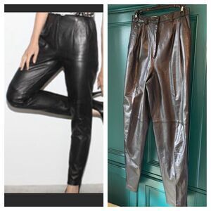 Vintage Evan Davies Pleated Leather Pants high waist